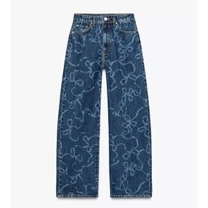 Blue Zara Bow Print Jeans
